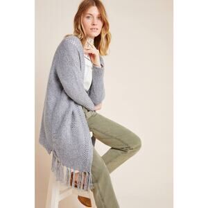 New Anthropologie Lane Fringed Kimono by Akemi + Kin  Retail $128 One Size Gray